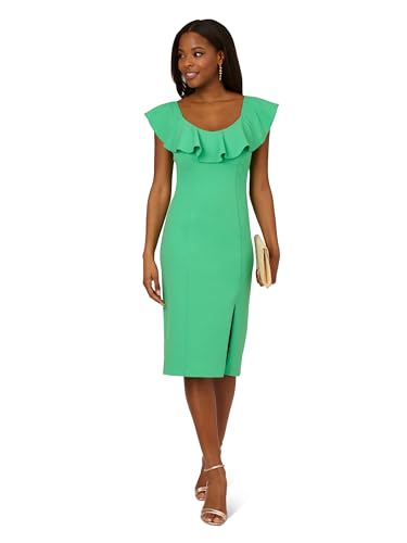 Image of Adrianna Papell Women's Knit Crepe Ruffle MIDI Dress