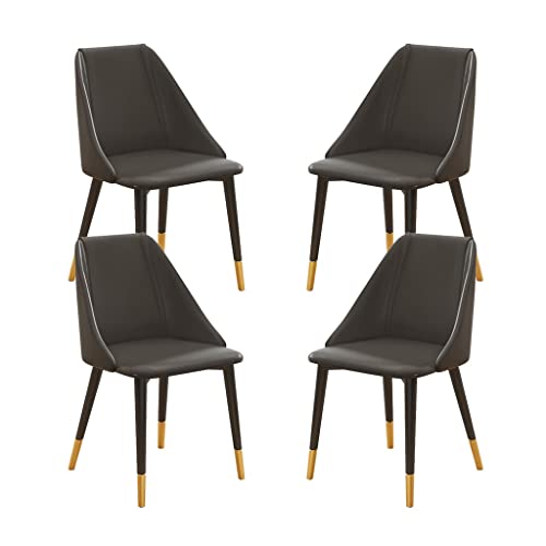 SJIALEN Modern Dining Chairs Set of 4, with Metal Legs Living Room Chairs Water Proof PU Leather Bedroom Balcony Lounge Chair Kitchen Chair (Color : Grey, Size : Metal feet)