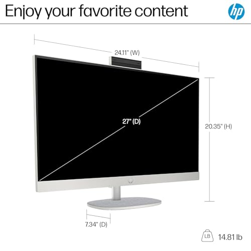Image of HP 27-inch All-in-One Desktop Computer - FHD Touchscreen, 64GB DDR5 RAM, 4TB SSD, Intel Ultra 7-155U, Intel UHD Graphics, Windows 11 Pro, Wi-Fi 6, HDMI