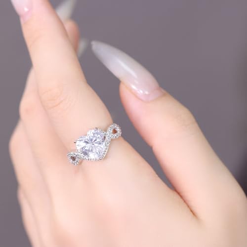 4CT Heart Engagement Rings for Women Promise Rings for Her 5A CZ Cubic Zircon Statement Wedding Rings Set for Women Christmas Mom Valentine's Day Gifts3