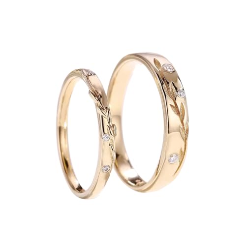 10k/14k/18k Solid Gold Leaf Vintage Moissanite Couple Ring Set for men and Women, 925 Sterling Silver Moissanite Engagement Bridal Ring Set for Wedding Anniversary Free Engraving3
