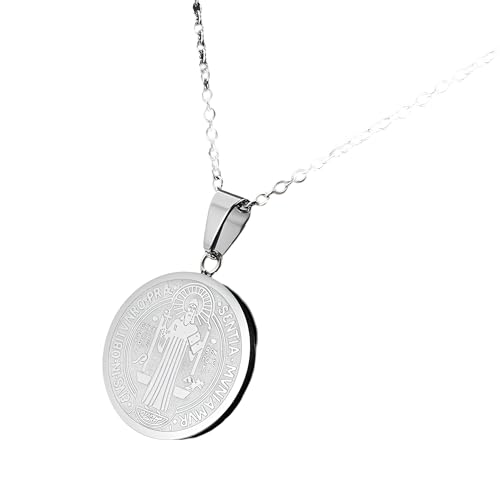 Collar de productos para niñas para mujeres y hombres, colgante religioso de plata de ley 925, medallas de San Benito, medalla de San Benito