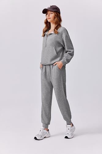 Image of PINSPARK 2 Piece Sets for Women 2026 Fall Travel Outfits Long Sleeve Tracksuit Joggers Sets Half Zip Sweatsuit Matching Set