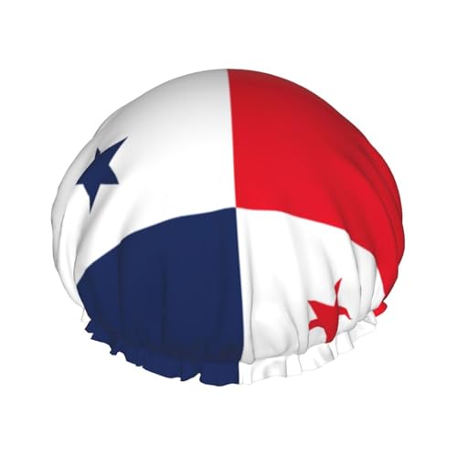 Gorro de ducha de doble capa con estampado de bandera de Panamá, reutilizable, ligero, suave y ajustable para mujeres y hombres