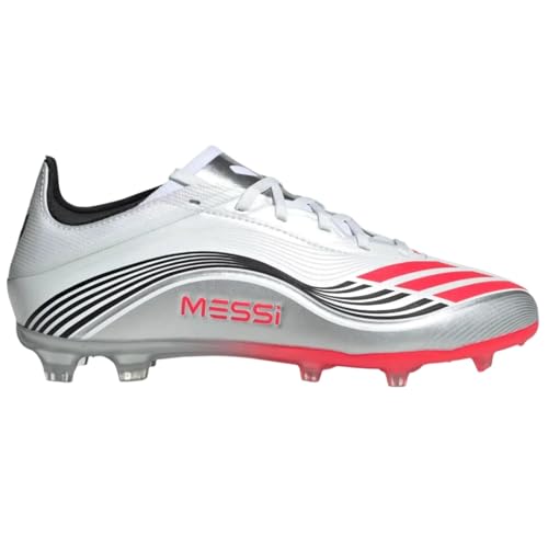 adidas Unisex-Child Ftwwht/Lucred/Silvmt F50 Messi Elite FG J FTWR whiteLucid red/Silver met. 4 US