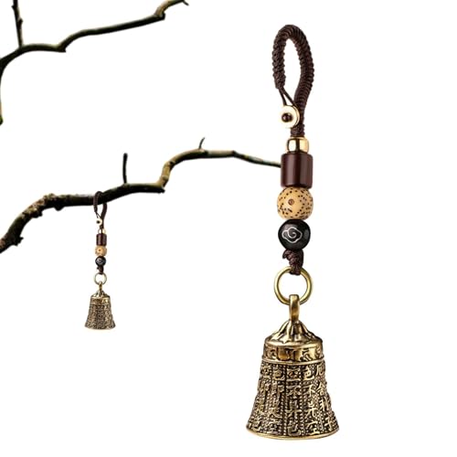 Campana de latón Vintage - Carretantes de Coche Hand Bel keychainn | Decoraciones de Granja para Acampar de Larga duración de la Iglesia en casa | de Las Escrituras budistas para la Iglesia