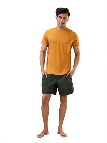 Image of Raymond SleepZ Regular Fit Cotton Modal Blend Solid Pattern Round Neck Loungewear T-Shirt