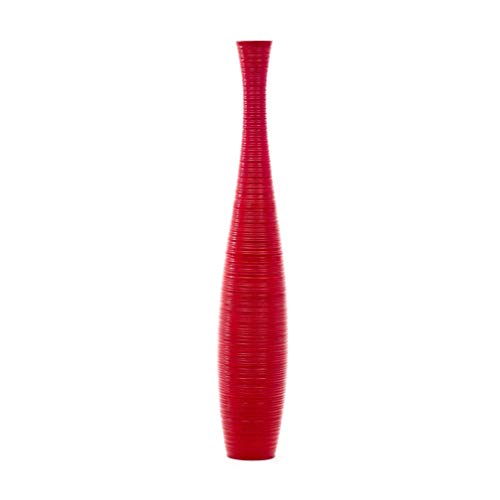 Image of Leewadee Large Red Home Decor Floor Vase - Wooden 36 inches Tall Farmhouse Decor Flower Holder for Fake Plant and Pampas Grass