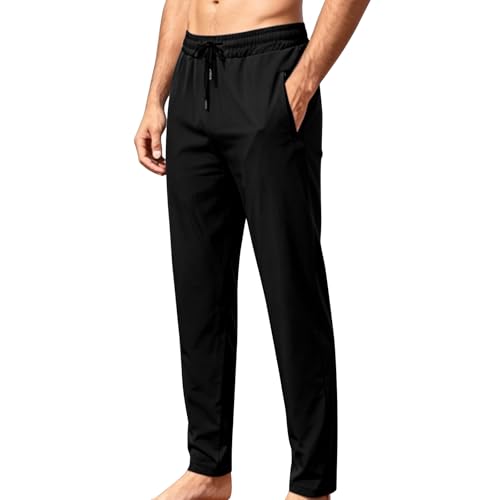 Image of BBXWANG Mens Joggers with Zip Pockets Lightweight Tracksuit Bottoms Drawstring Sweatpants Running Gym Athletic Pants (UK, Alpha, XL, Regular, Regular, Black)