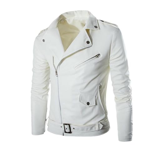 Veste de motard en cuir élégante à coupe étroite et revers coréen unique