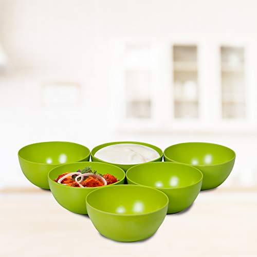 Image of Decor EcoLite Bamboo Eco-Friendly Non Toxic Reusable Dishwasher Safe Solid Bowl Set (Lime Citrus) - 6 Pieces