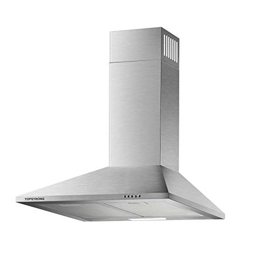 TopStrong Hotte Aspirante 60cm, 350 mu00b3/h [Classe énergétique B] LED Lampe 3 Vitesses d'aspiration Filtre à Graisse Alu Acier Inox Hotte Murale Cuisine Extracteur d'air