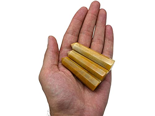 Image of Amazing Gemstone Yellow Jasper Crystal Towers - Natural Healing Crystal Point Obelisk for Reiki Healing and Crystal Grid (2 inch to 3 inch INCH)