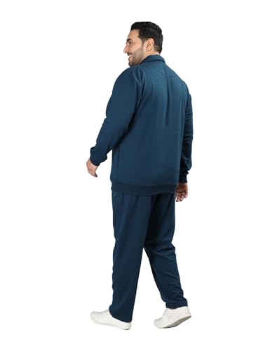 Image of CHKOKKO Mens Plus Size High Neck Winter Tracksuit Full Zip Jacket with Elastic Waist Lower Warm Soft Jogging Suit Activewear Set for Gym Running and Casual Wear