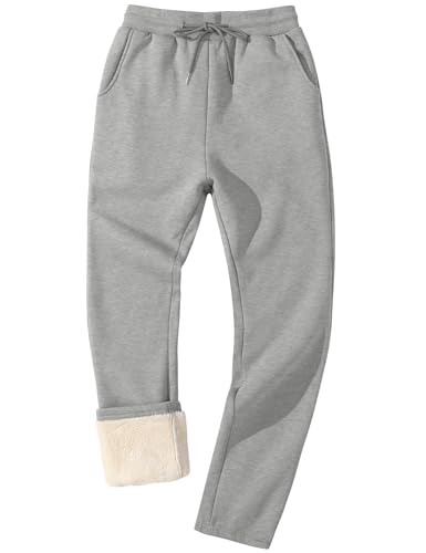Flygo Men's Fleece Lined Sherpa Sweatpants Winter Warm Pants Jogger Lounge Athletic Pant with Pockets