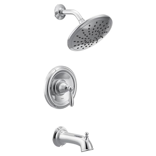Moen T2253EP Brantford Posi-Temp Kit de Recorte para Bañera y Ducha con Cabezal de Lluvia Eco-Performance de 8 Pulgadas, Válvula Requerida, Cromo miniatura 1