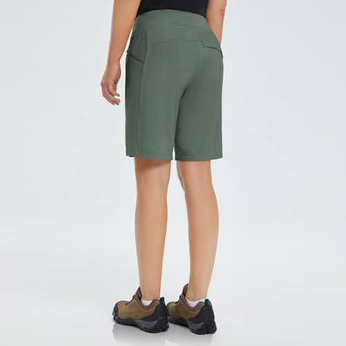 baleaf Women's Hiking Long Shorts 9"/11" Quick Dry Hiking Bermuda Cargo for Curvy Lightweight Knee Length Shorts Pockets