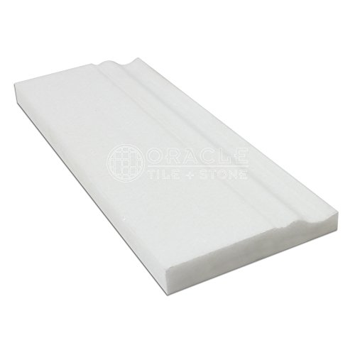 Thassos White Greek Marble Baseboard Trim Molding, Honed
