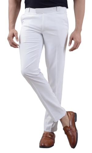 Image of VILLAIN Solid Mid-Rise Stretchable Men's Formal Trousers