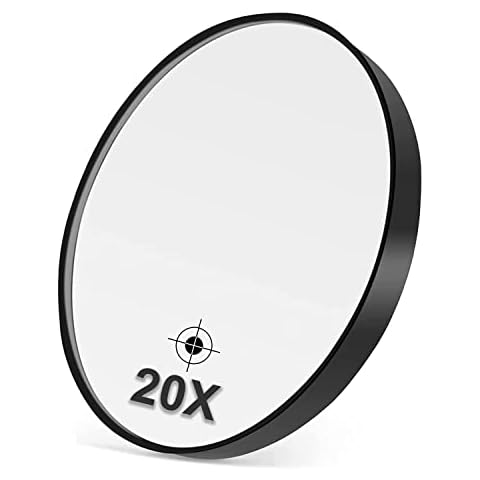 STEK 20x Travel Magnifying Mirror with Two Suction, Pocket Make Up Cosmetic Vanity Mirror for Shaving & Eye Makeup, Professional Eyebrow Tweezing, Blemish, Blackhead Removal Cover