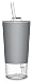 Ello Tidal Glass Tumbler with Straw, Grey, 20 oz