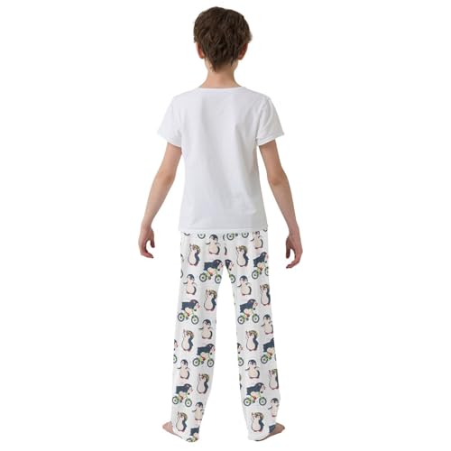 ZZXXB Penguin Bike Boys Long Pants Soft Trousers Elastic Waist Kids Lounge Bottoms with Pockets S-XL3