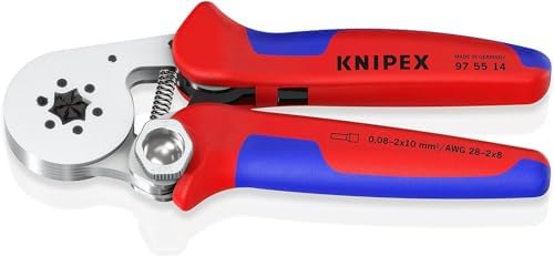 Knipex Self-Adjusting Crimping Tool for Wire End Ferrules with Side Entry Chrome-Plated with Multi-Component Sleeves 180 mm (SB Card/Blister) 97 55 14 SB