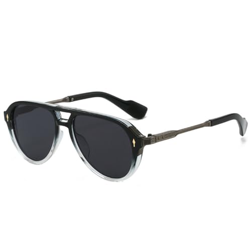 Lunettes de soleil rétro double ponts au design vintage unisexe