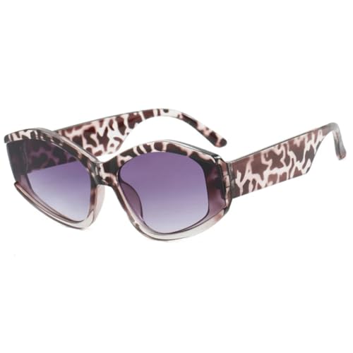 Lunettes de soleil ovales œil de chat gris léopard tendances pour hommes et femmes