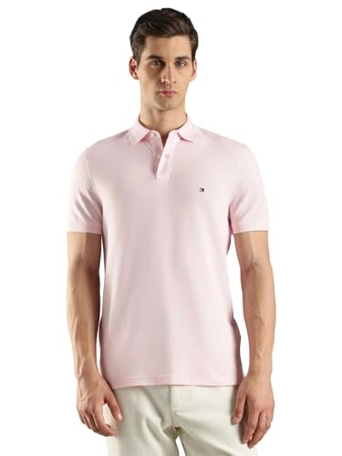 Image of Tommy Hilfiger Solid Regular fit Cotton Polo t-Shirt