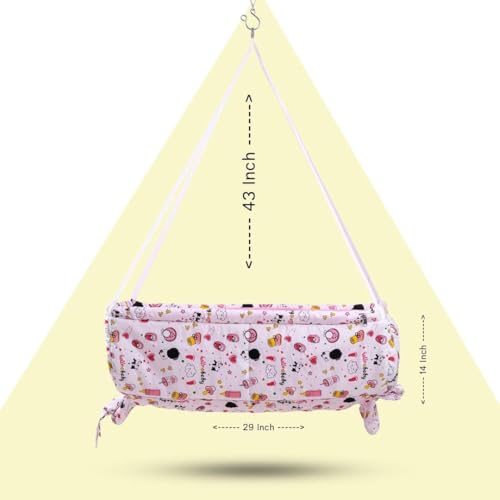 Image of Baybee Baby Cradle and Swing for Kids | Hanging Cradle for New Born Babies with Mosquito Protection Net & Easy Carry Pouch | Baby Swing Jhula | Portable Swing for Baby 0 to 2 Years Boys Girls (Pink)