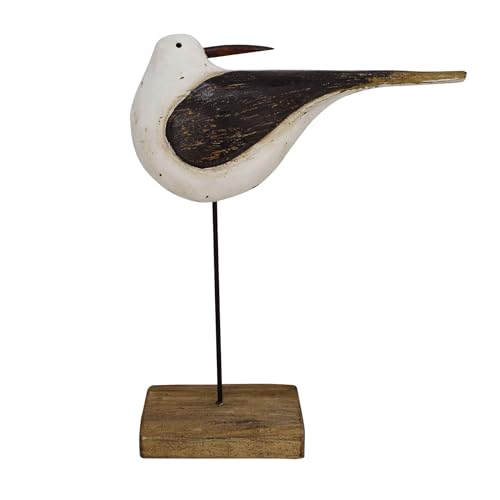 Estatua decorativa de pájaro marina de madera y metal miniatura 1