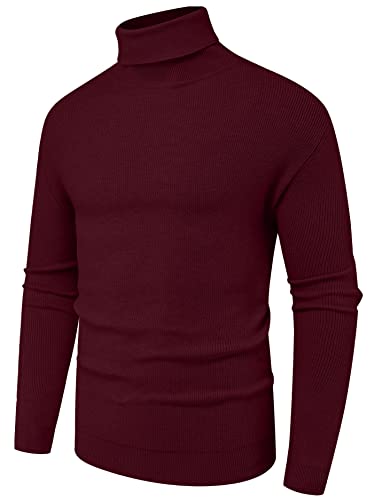 Sailwind Men's Ribbed Knitted Wool Casual Pullover Turtleneck Sweater