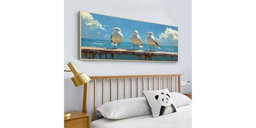 Broderie Diamant Goélands de mer Kit Complet Rond 60x120cm C-116