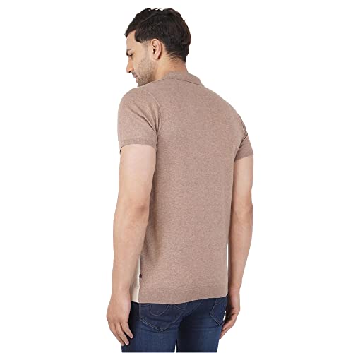 Image of blackberrys Solid Cotton Nylon Slim Fit Mens T-Shirt