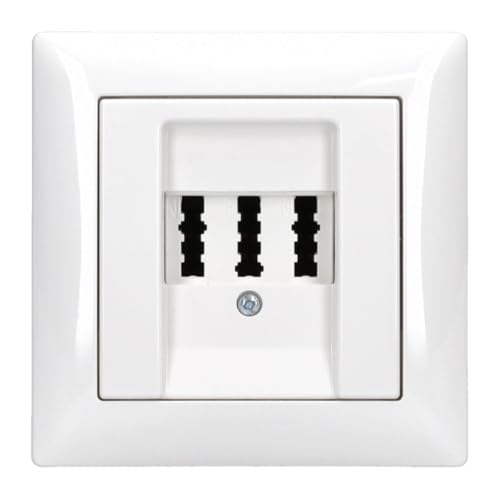 Busch-Jaeger Telefonanschluss Komplettset/TAE Telefon Anschlussdose 3x6 NFN + 1fach Rahmen und Abdeckung Alpinweiß Balance SI