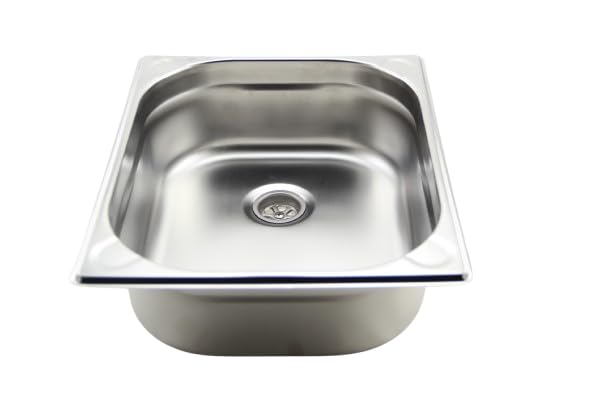 Edelstahl Sp&uuml;lbecken (Gr&ouml;&szlig;en Auswahl) Camping Sp&uuml;le Waschbecken inkl. Ablauf Wohnmobil Camping Garten Imbisswagen K&uuml;che (Beckentiefe 100 mm,...