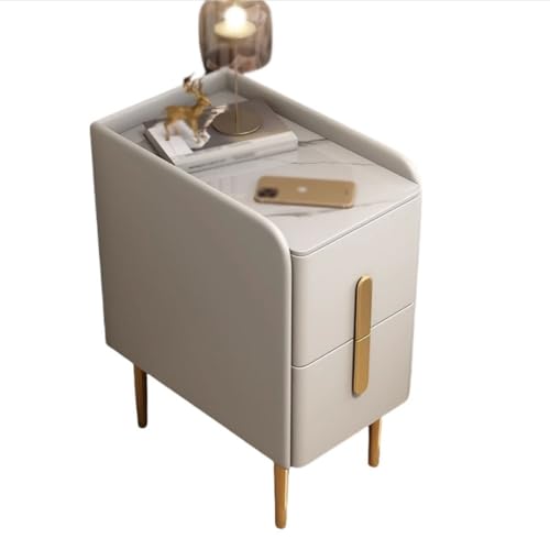 HJYBFA Mini Mueble de Madera con Tablero de Pizarra, 2 cajones, Mueble de Noche Sencillo, Ideal para Dormitorio, apartamento pequeño o rincón (Blanco, Mediano)