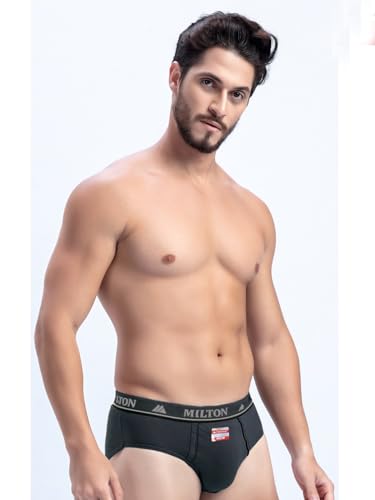 Image of Milton Mens Cotton Solid Outer Elastic Brief | Premium Soft Cotton Underwear | Breathable & Skin-Friendly Briefs with Comfort Fit Waistband | Pack of 1, Color May Vary as per Availability