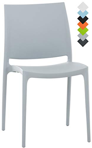 CLP Silla Apilable Maya De Exteior o Interior | Silla De Jardín Resistente A La Intemperie | Silla De Terraza Hecha De Polipropileno I Color: Gris Claro