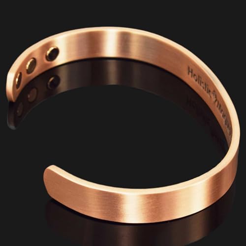 Pure Copper Magnetic Bracelet Men Women Copper Bangle Cuff 6 Neodymium Magnets Unisex Adjustable-CSL