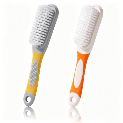 Shoe Brush 2Pcs Shoes Scrubbing Cleaning Brush with Handle Soft-Bristled Cleaning Shoe Brushes Clothing Brush Cleaning Tool Multifunctional Laundry Brush