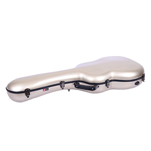 Image of Crossrock OM /000 Guitar Case, Compatible to 4 /4 Classical Guitar, Premium Fiberglass Shell Backpack Case in Champagne (CRF2000OMCH)