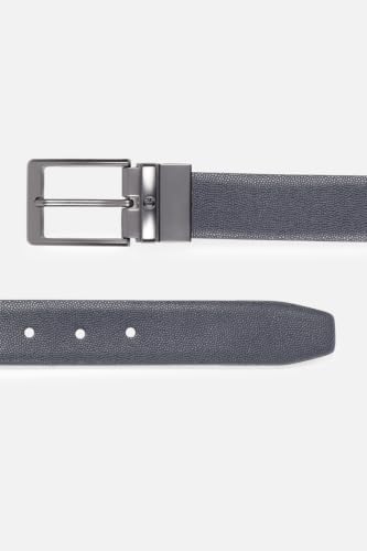 Image of Louis Philippe Men's 100% Italian Leather Matt Gun Metal Buckle Formal Reversible Belt