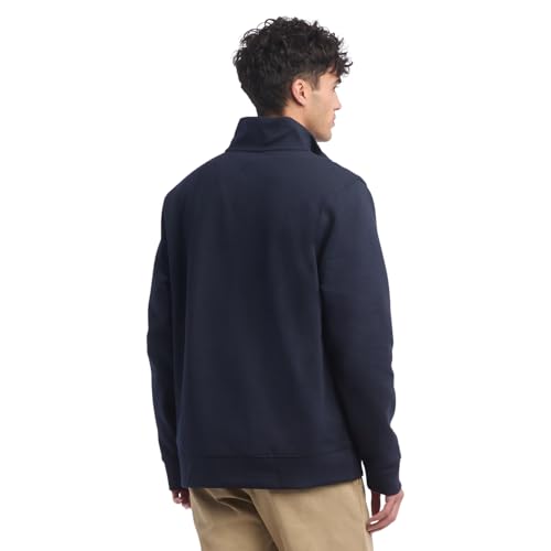 Tommy Hilfiger Herren Langarm Fleece Viertel Reißverschluss Pullover Sweatshirt, Sky Captain Bill, X-Large Hoch – Ansicht 4
