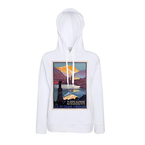 Sweat à capuche montagne Saint Bernard vêtement vintage imprimé affiche voyage art déco