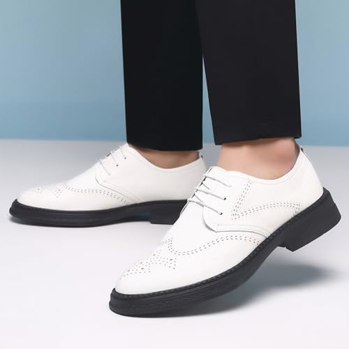 Men's Genuine Leather Wingtip Brogue Oxfords Shoes Fashion Classic Round-Toe Lace Up Low Top Dress Shoes Casual Business Formal Derby Shoes4
