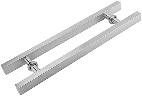 Poignée de porte design en inox brossé argenté pour accès pro