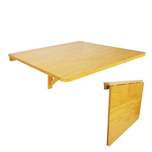 LiRen-Shop JinQi Mesa de pared con hoja de gota, simple y plegable, 75 x 60 cm, color natural