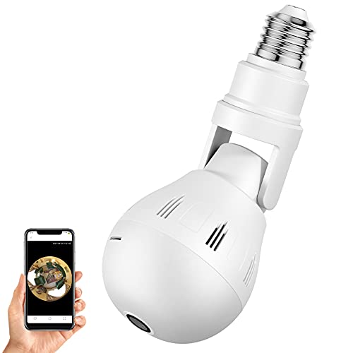 Wireless Bulb Security Camera, 360° Panoramic Camera Bulb, Security Bulb Camera WiFi Outdoor 2.4GHz WiFi Home Video Baby Monitors Cameras with Night Vision, Pet Cameras